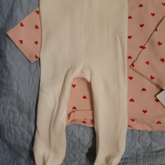 Extra Sweet! Carter's Baby 3-Piece Set-Red Jumper Pink Shirt White Tights 3M - Picture 6 of 14